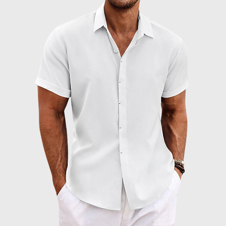 OLIVER™ | Short Sleeve Cotton and Linen Shirt - Breathable Style for Warm Days