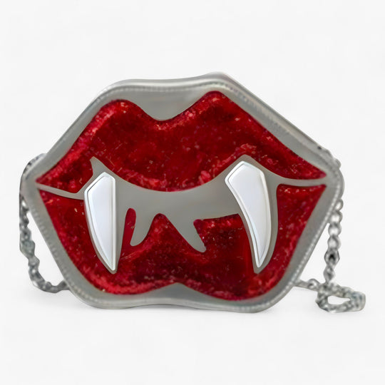 Bane | Gothic Funny Tooth Lip Borsa a tracolla - Borsa in pelle PU glitterata per Halloween