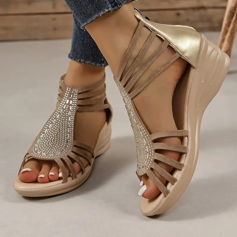 Camille™ - Rhinestone Wedge Sandals