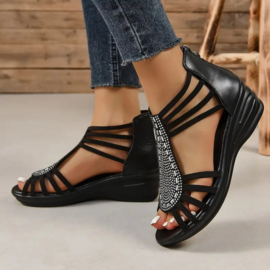 Camille™ - Rhinestone Wedge Sandals