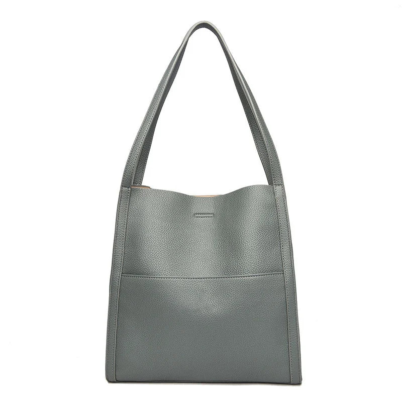 Jula - Plain genuine leather shoulder bag