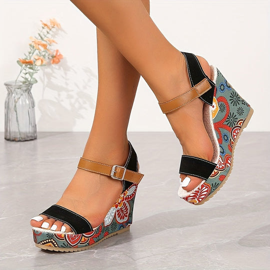 Floréa™ - Floral Summer Wedge Sandals