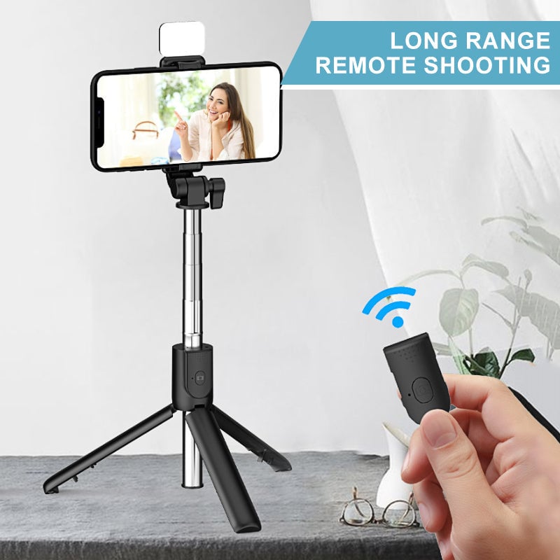 Bluetooth selfie stick with 6-in-1 cable