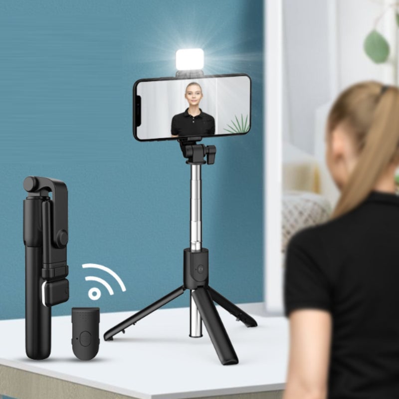 Bluetooth selfie stick with 6-in-1 cable