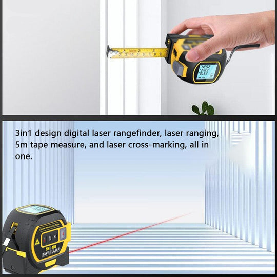 3-in-1 Tape Measure | Rangefinder - Precise Measurement with Infrared Laser