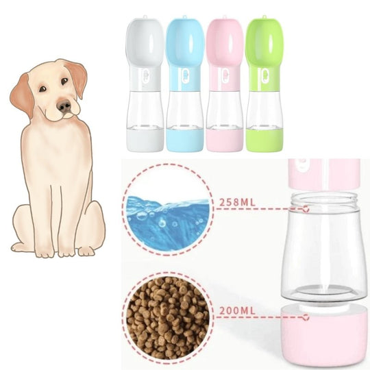 Dog Water Bottle with Food Container | Portable Pet Accessory - Convenient Hydration and Feeding