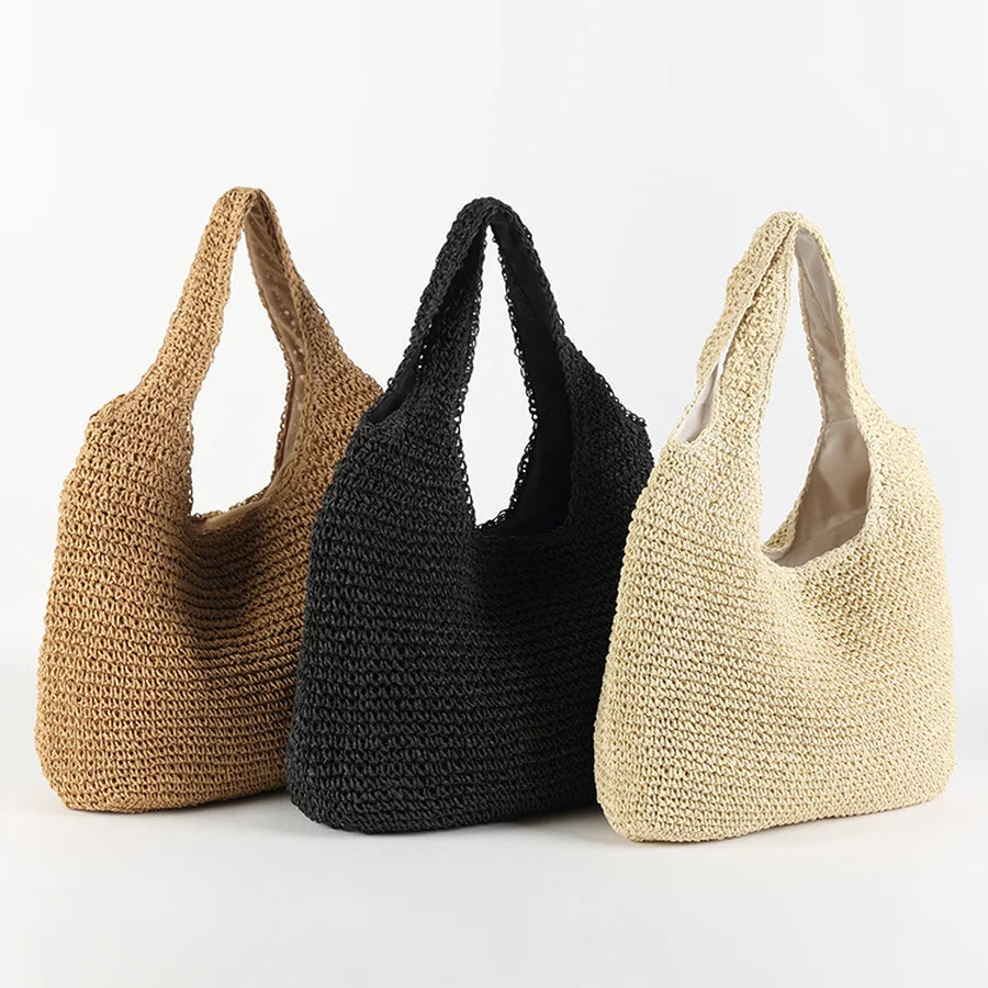 Woven rattan beach bag