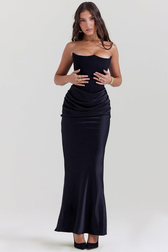 Elegant Strapless Corset Maxi Dress | Classic Glamour for the Evening