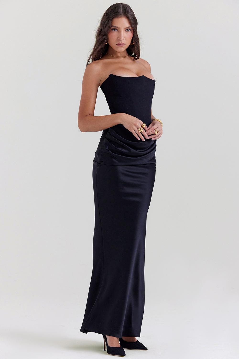 Elegant Strapless Corset Maxi Dress | Classic Glamour for the Evening