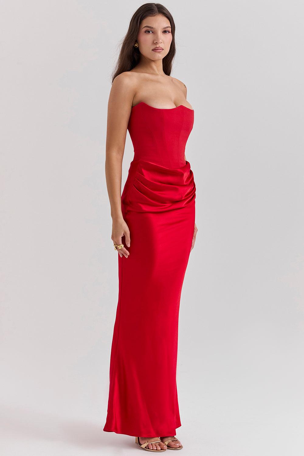 Elegant Strapless Corset Maxi Dress | Classic Glamour for the Evening