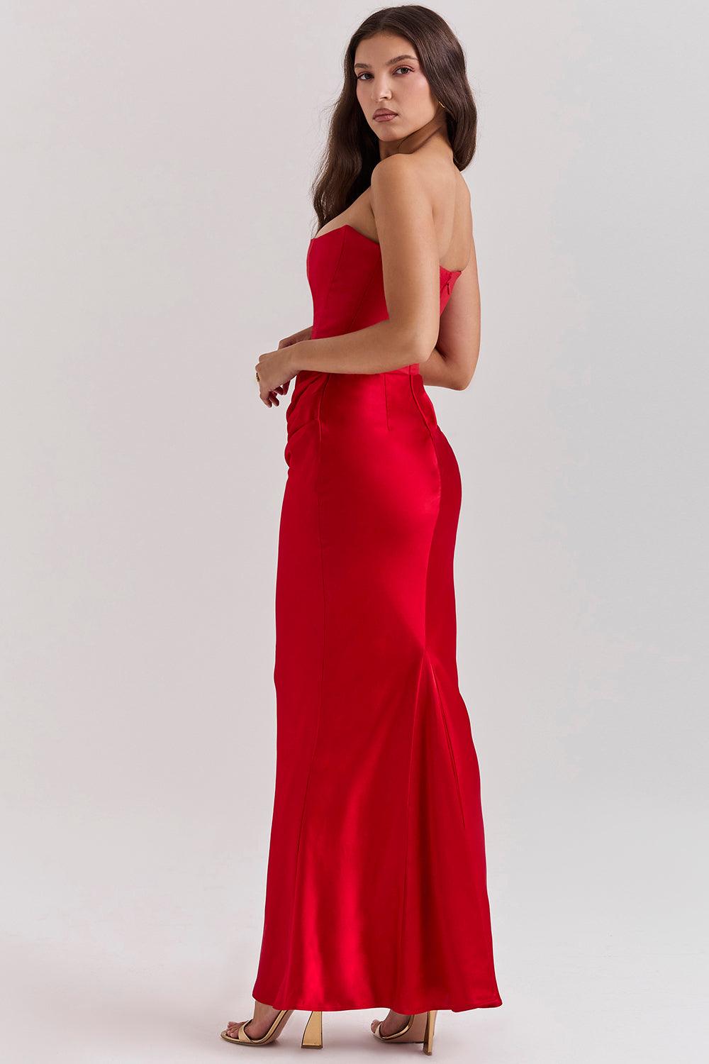 Elegant Strapless Corset Maxi Dress | Classic Glamour for the Evening