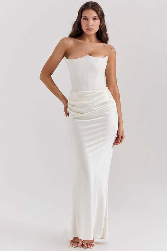 Elegant Strapless Corset Maxi Dress | Classic Glamour for the Evening