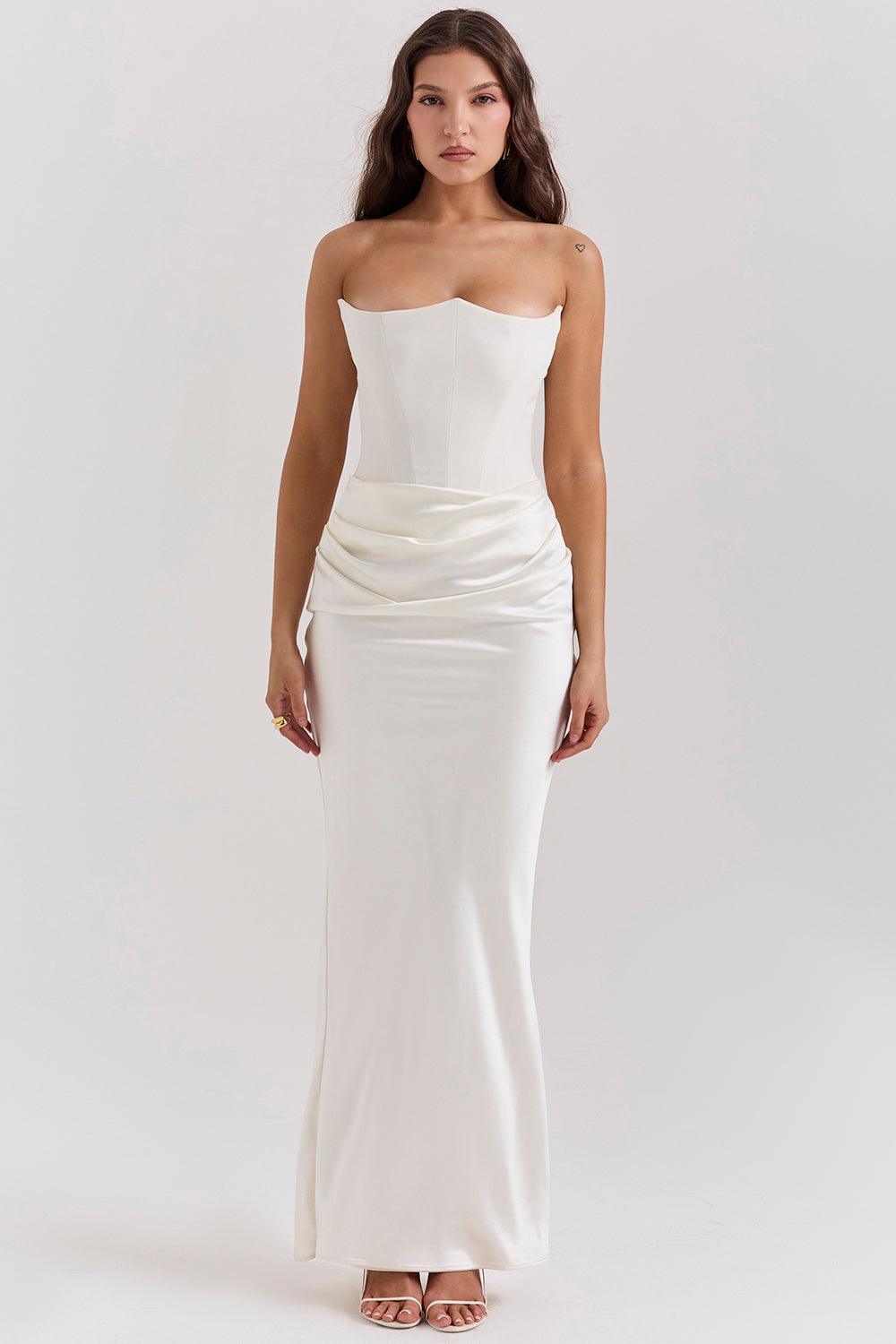 Elegant Strapless Corset Maxi Dress | Classic Glamour for the Evening