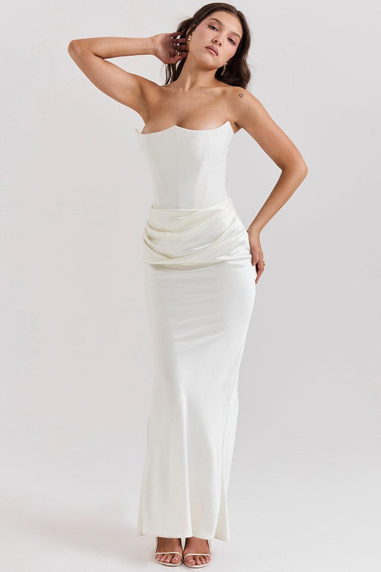 Elegant Strapless Corset Maxi Dress | Classic Glamour for the Evening