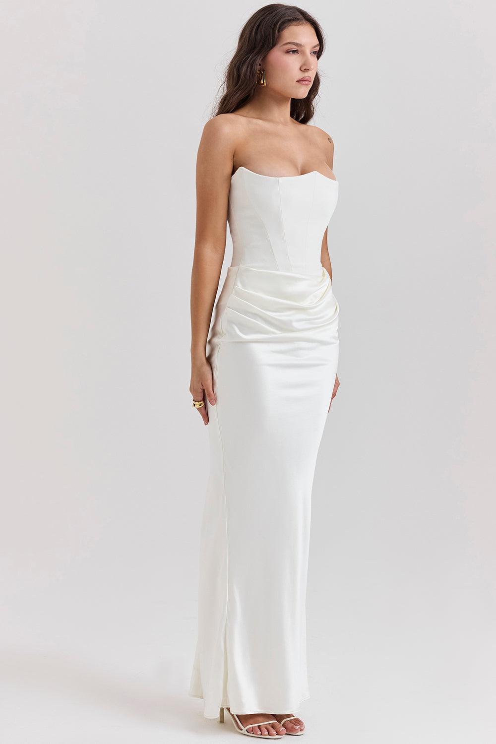 Elegant Strapless Corset Maxi Dress | Classic Glamour for the Evening