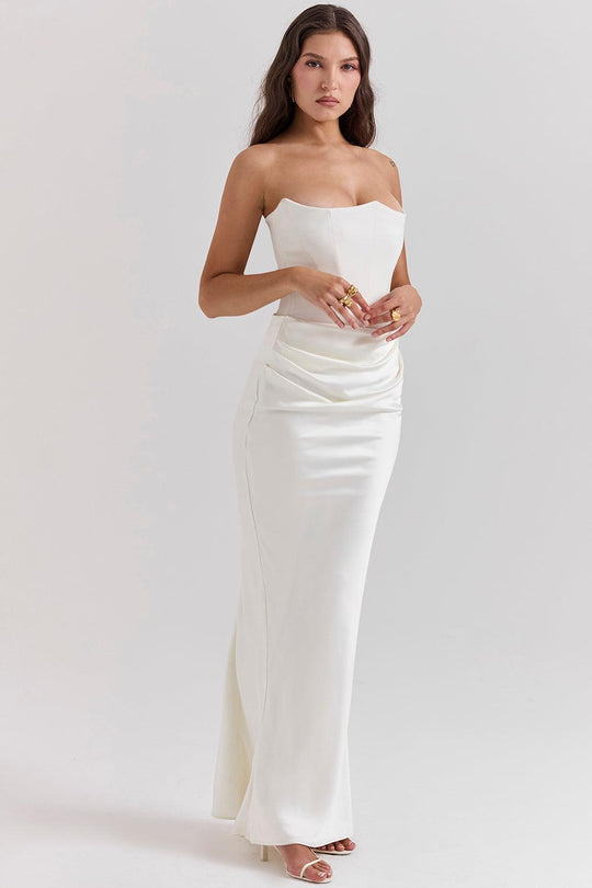 Elegant Strapless Corset Maxi Dress | Classic Glamour for the Evening