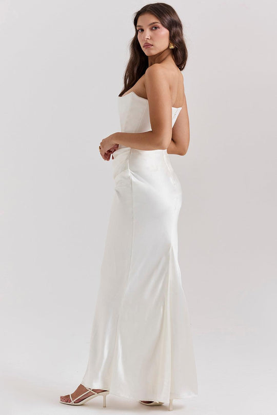 Elegant Strapless Corset Maxi Dress | Classic Glamour for the Evening