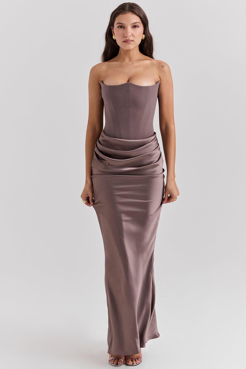 Elegant Strapless Corset Maxi Dress | Classic Glamour for the Evening