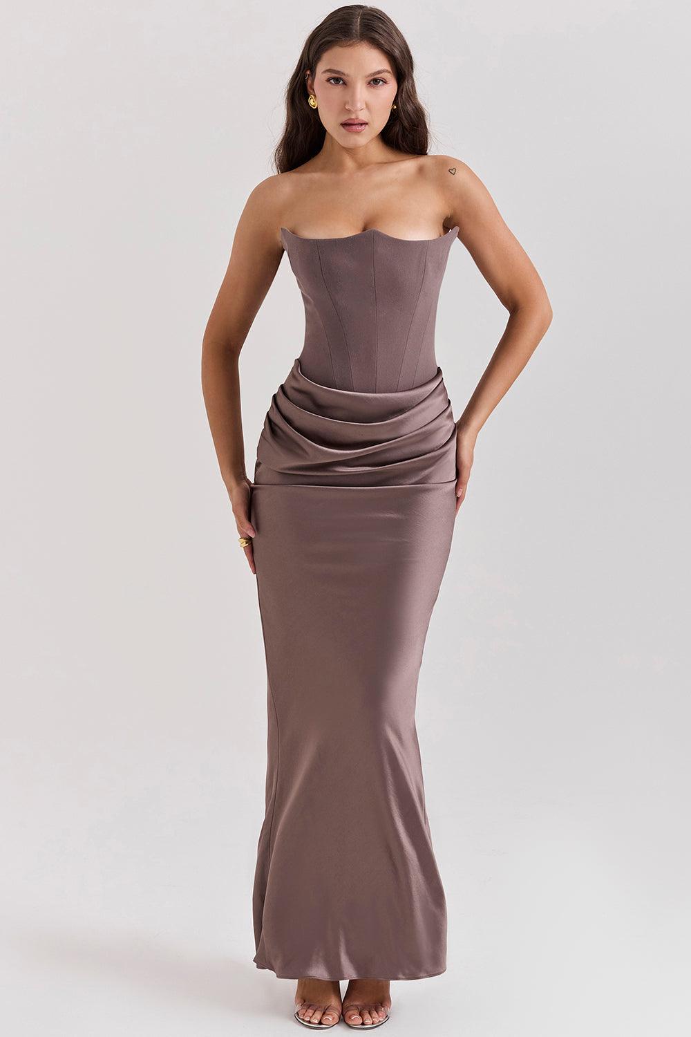 Elegant Strapless Corset Maxi Dress | Classic Glamour for the Evening