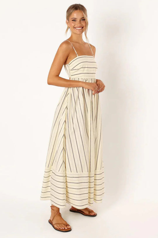 Casual Striped Maxi Dress with Spaghetti Straps | Casual and Chic