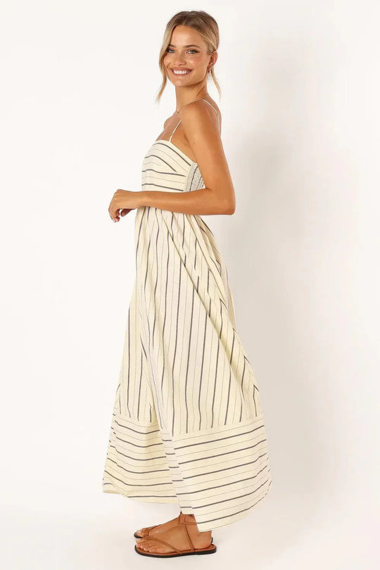 Casual Striped Maxi Dress with Spaghetti Straps | Casual and Chic