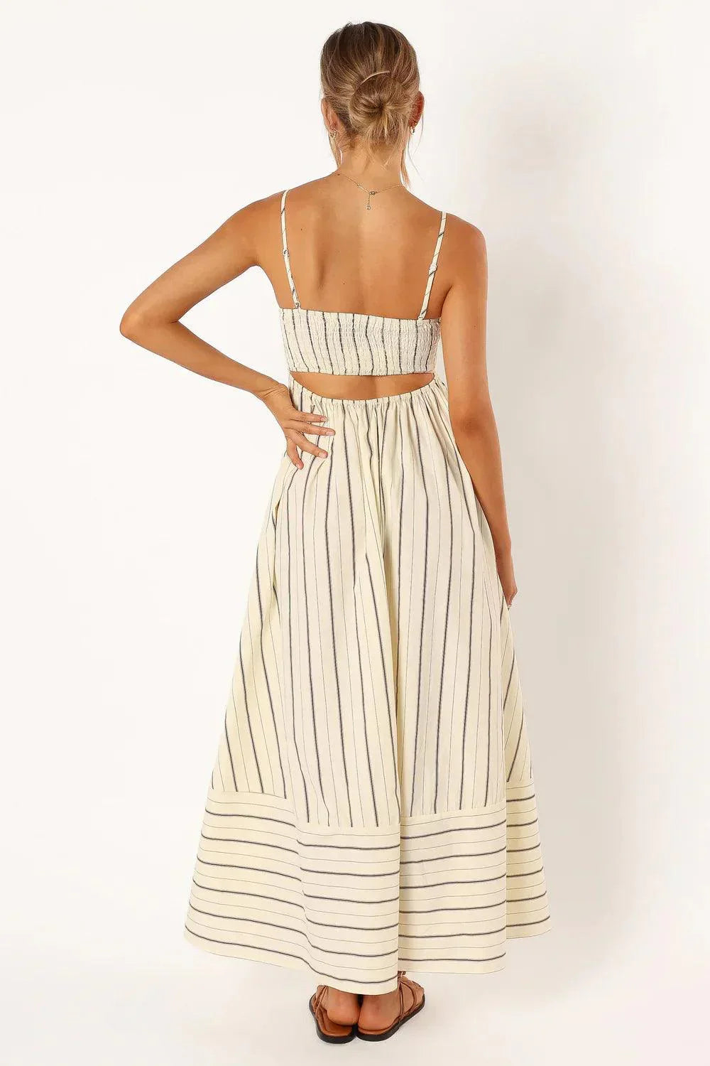 Casual Striped Maxi Dress with Spaghetti Straps | Casual and Chic