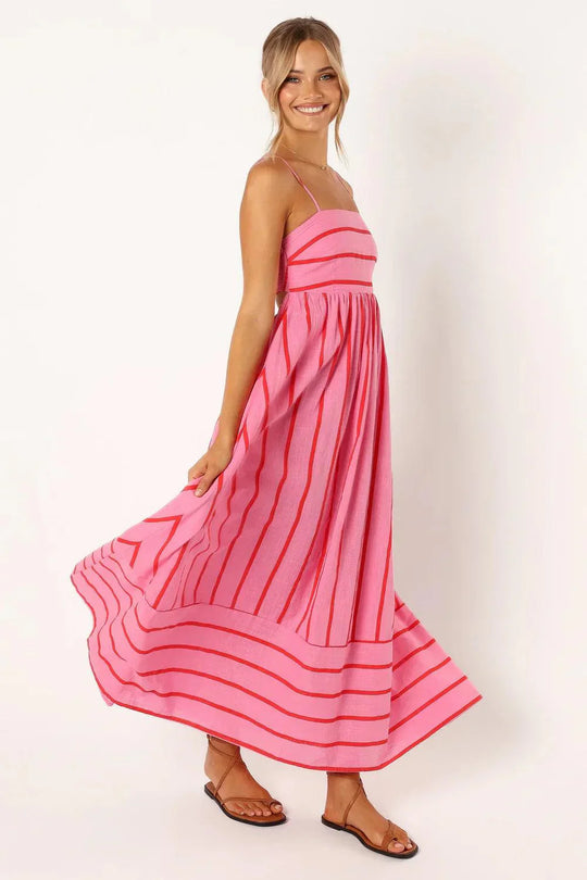 Casual Striped Maxi Dress with Spaghetti Straps | Casual and Chic