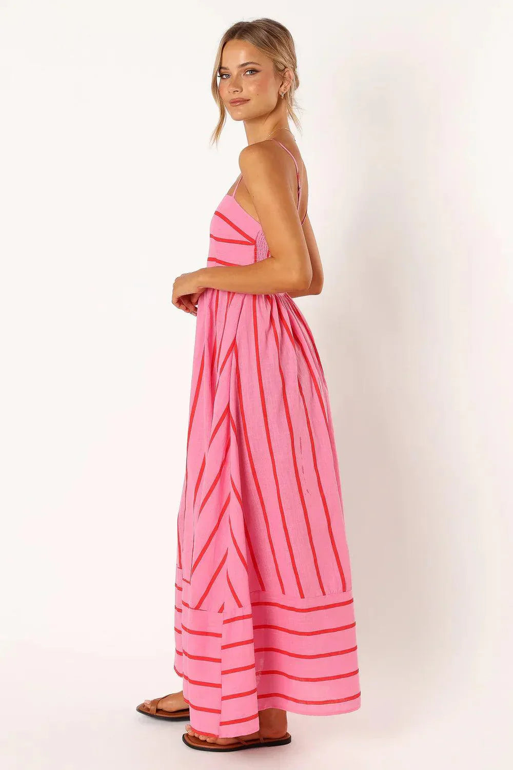 Casual Striped Maxi Dress with Spaghetti Straps | Casual and Chic