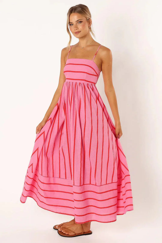 Casual Striped Maxi Dress with Spaghetti Straps | Casual and Chic