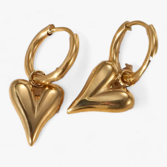 Ramos | Heart Huggie Hoops - Anti-tarnish Gold Charm