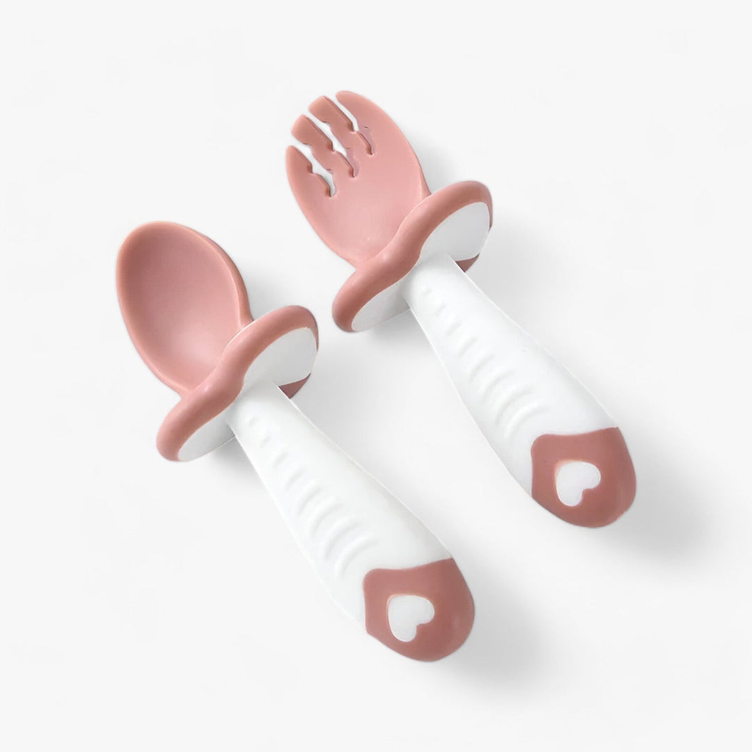 BABYJOYS | Cuillère et Fourchette en Silicone pour Bébé - Sûr et Facile à Utiliser