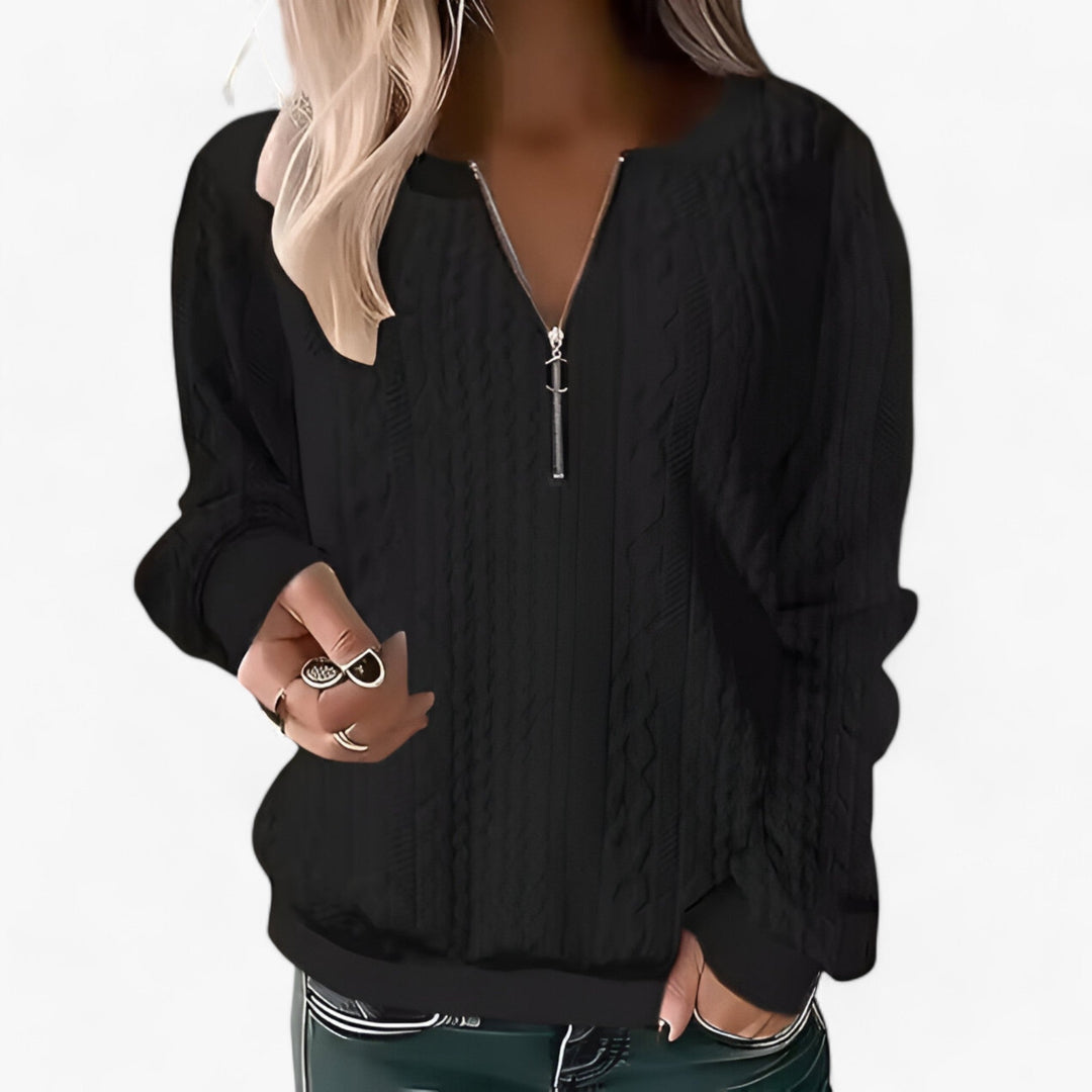 Izabel | V-Neck Top with Zipper - Effortless Urban Style