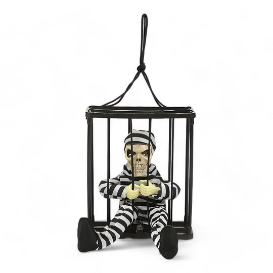 Alice | Animatronic Talking Prisoner Skeleton - Decorazione spaventosa per Halloween con luci e suoni