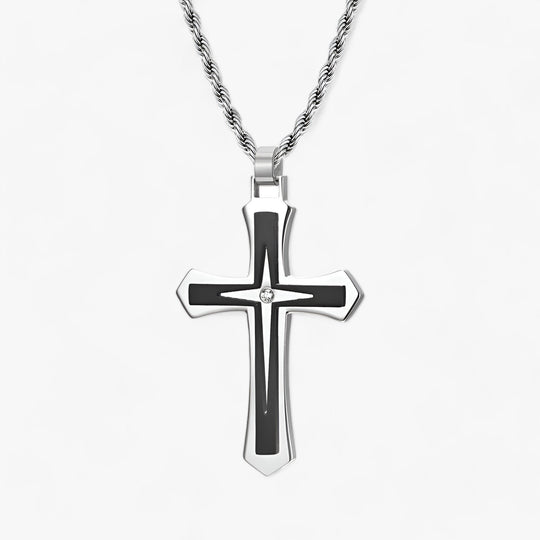 TITAN | Two-Tone Stainless Steel Cross Necklace for Men - Bold and Masculine