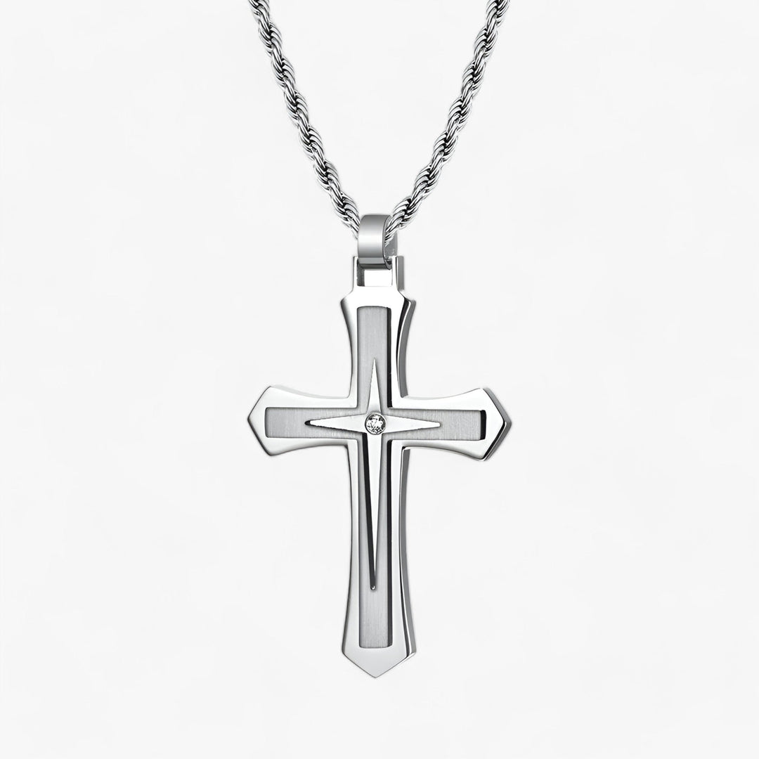 TITAN | Two-Tone Stainless Steel Cross Necklace for Men - Bold and Masculine