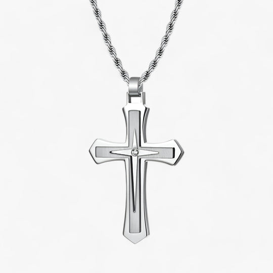 TITAN | Two-Tone Stainless Steel Cross Necklace for Men - Bold and Masculine