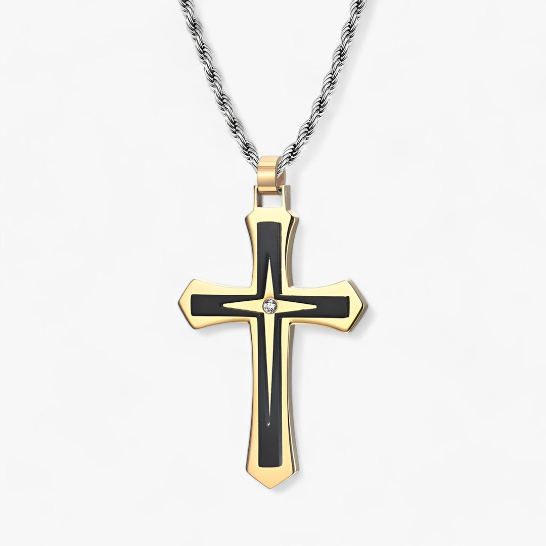 TITAN | Two-Tone Stainless Steel Cross Necklace for Men - Bold and Masculine