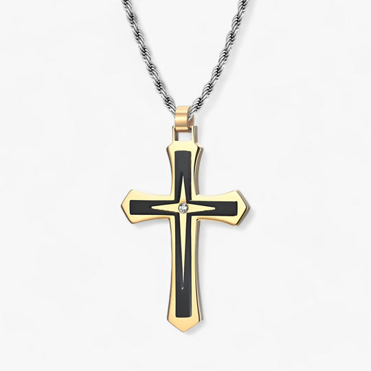 TITAN | Two-Tone Stainless Steel Cross Necklace for Men - Bold and Masculine