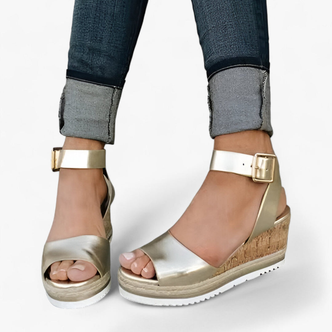 Athia™ - Vegan Leather Wedge Sandals