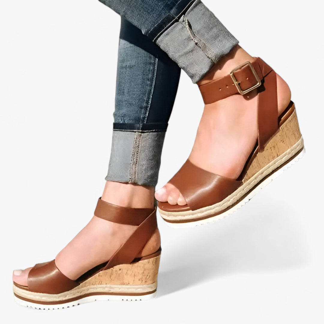 Athia™ - Vegan Leather Wedge Sandals