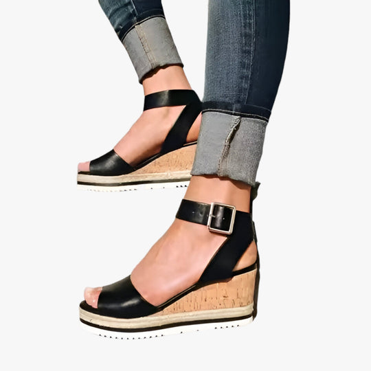 Athia™ - Vegan Leather Wedge Sandals