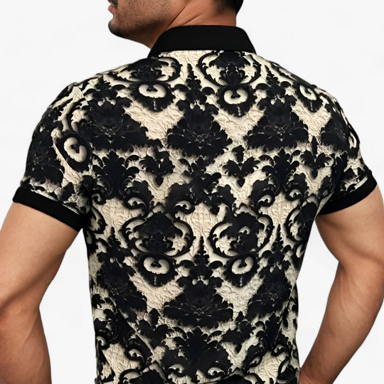 CoolFit | Chemise à Col Montant en Stretch avec Motif Floral 3D - Design Moderne avec Confort