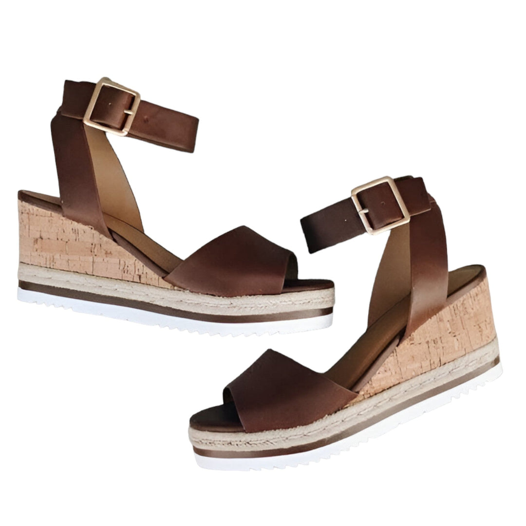 Athia™ - Vegan Leather Wedge Sandals