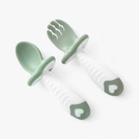 BABYJOYS | Cuillère et Fourchette en Silicone pour Bébé - Sûr et Facile à Utiliser