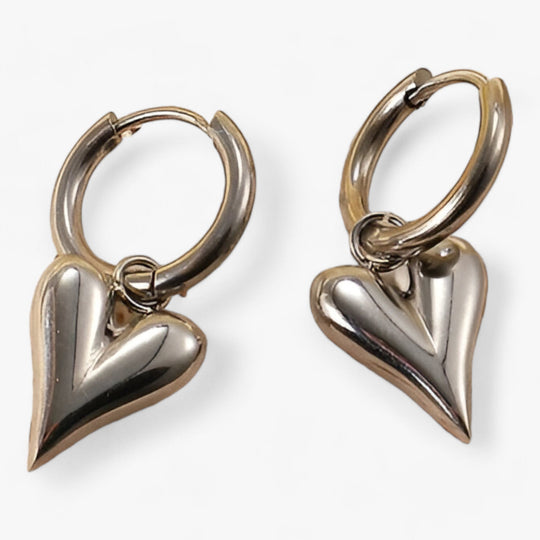 Ramos | Heart Huggie Hoops - Anti-tarnish Gold Charm