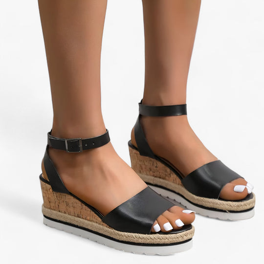 Athia™ - Vegan Leather Wedge Sandals