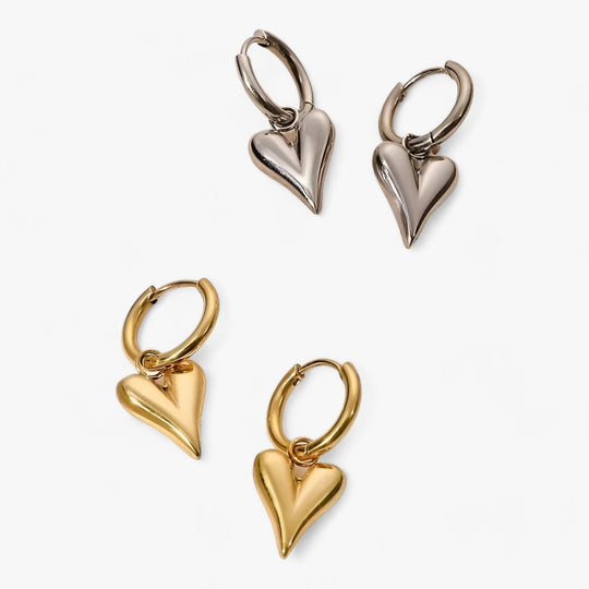 Ramos | Heart Huggie Hoops - Anti-tarnish Gold Charm