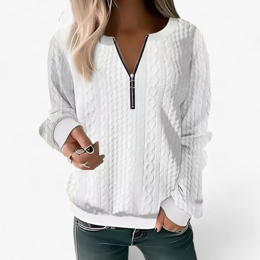 Izabel | V-Neck Top with Zipper - Effortless Urban Style