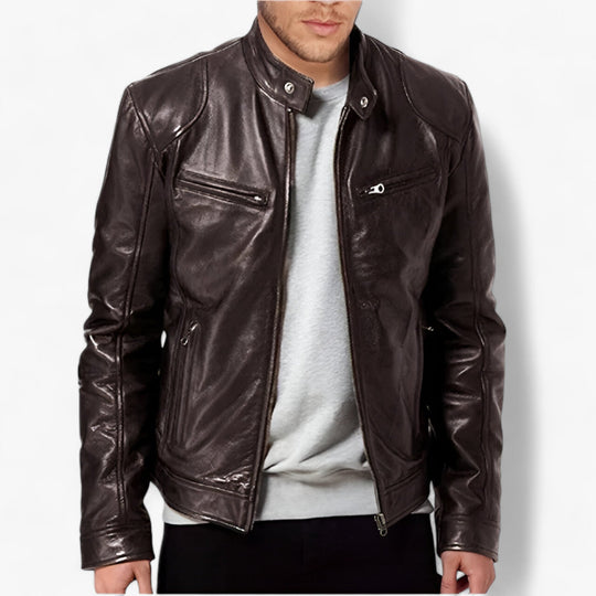 ACCELERATE | Slim Fit PU Leather Jacket for Men - Trendy and Spring-like