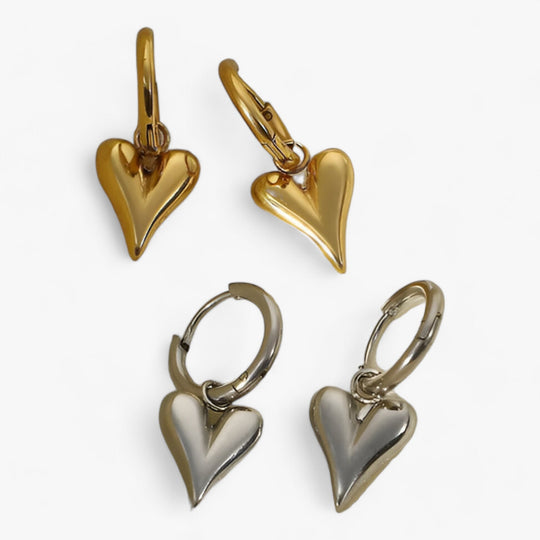 Ramos | Heart Huggie Hoops - Anti-tarnish Gold Charm